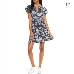 French Connection Blue Floral Faux Wrap Mini Dress
